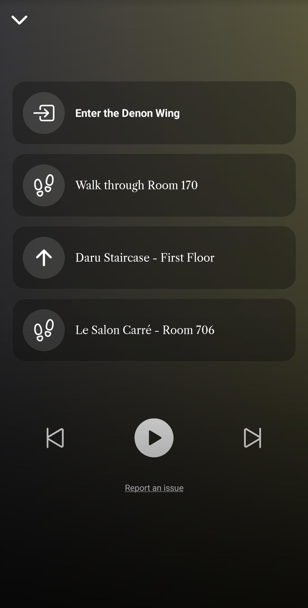 Navigation tips to follow a coherent route in the museum
