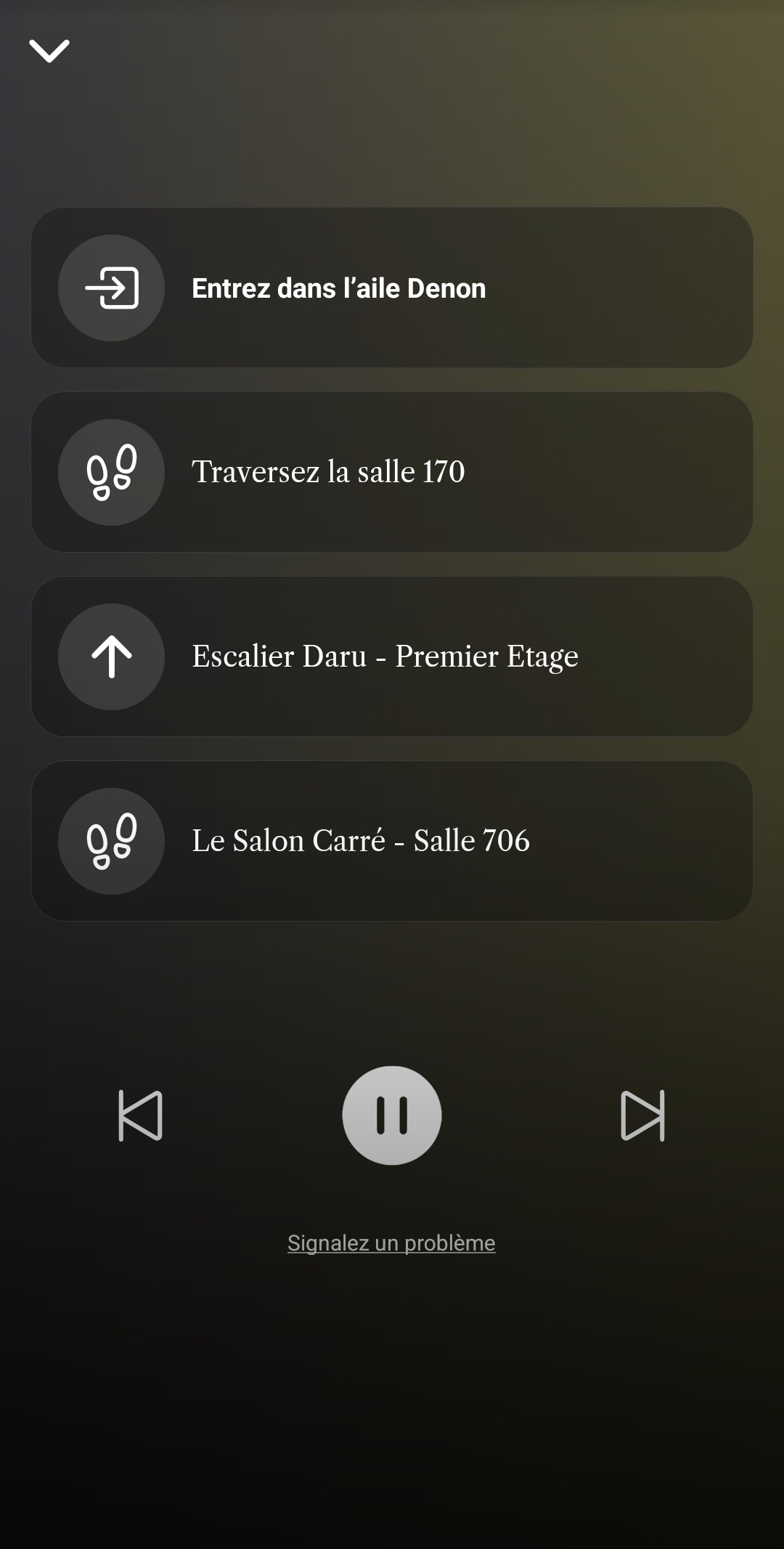 Indications de navigation pour suivre un parcours physique cohérent