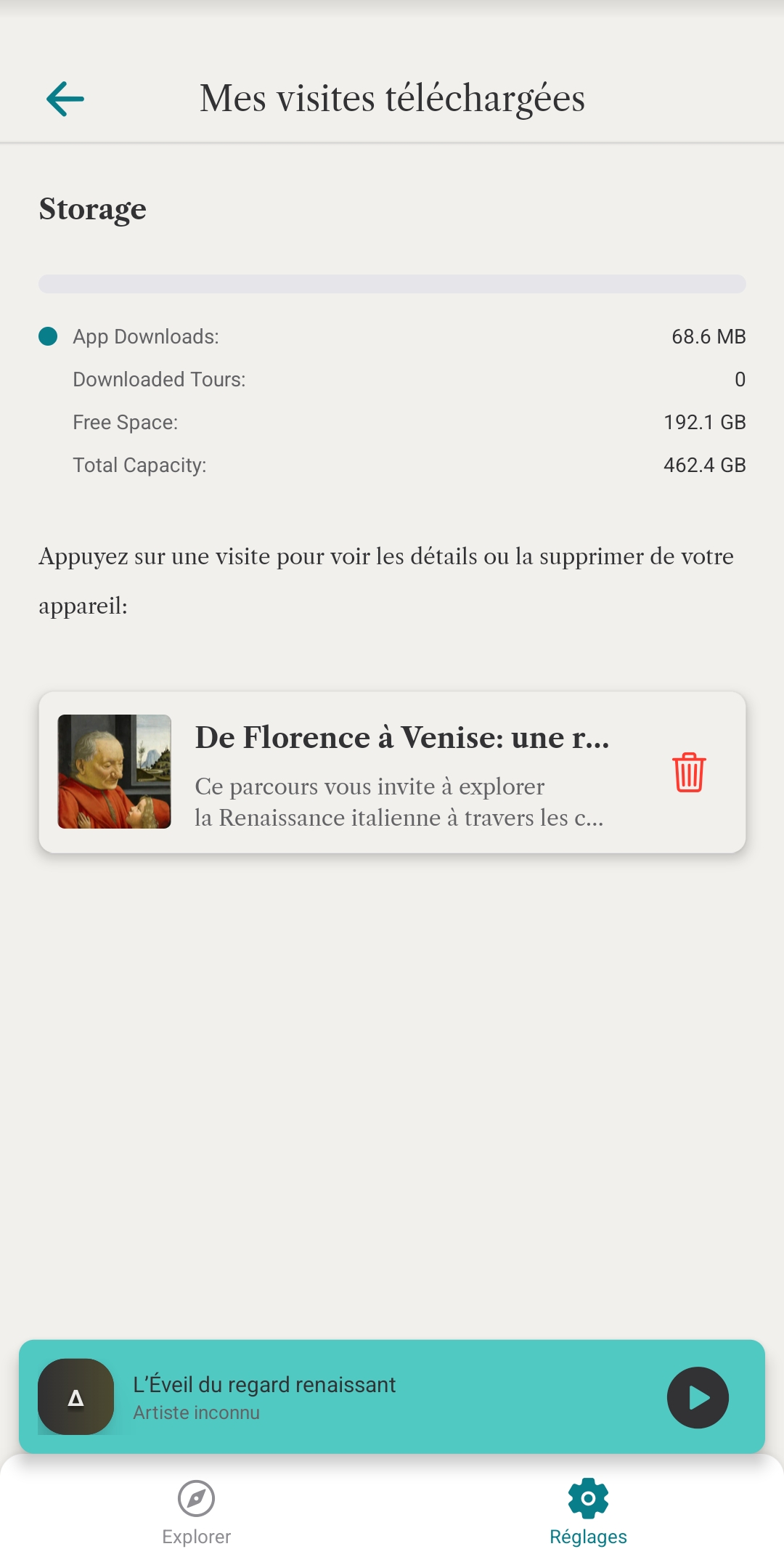 Réglages permettant de gérer les contenus hors ligne